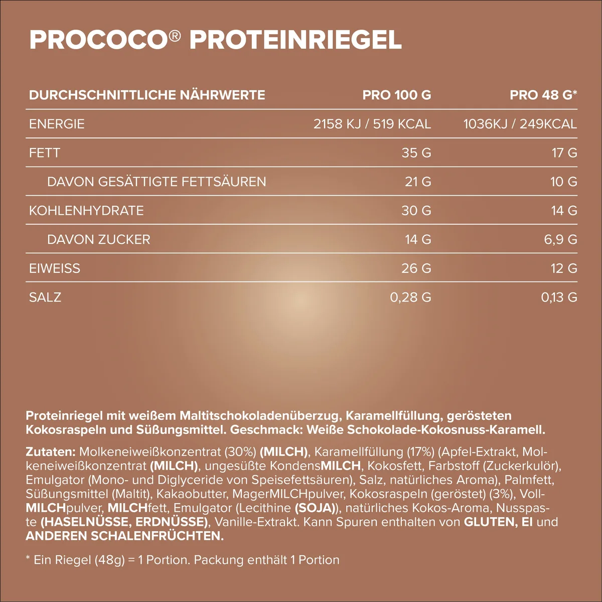 Prococo® (24x48g) - White Choc  Coconut Caramel – Bild 5