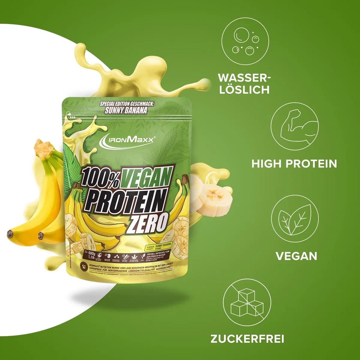 100% Vegan Protein Zero (500g) - Sunny Banana – Bild 2