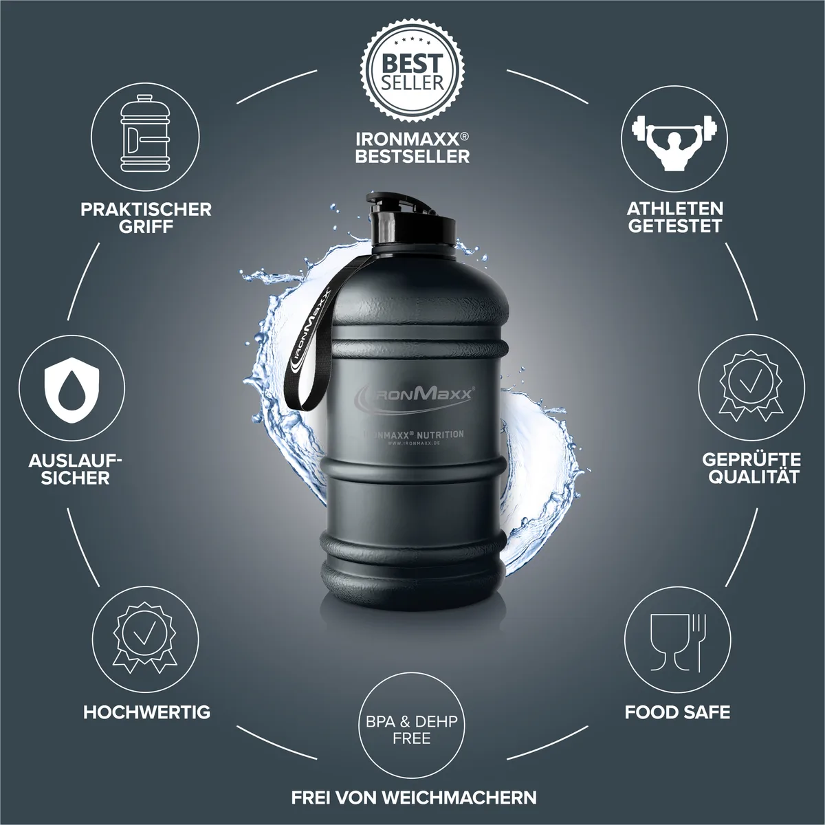 Water Gallon (2200ml) - Matt Solid Deep Black – Bild 6