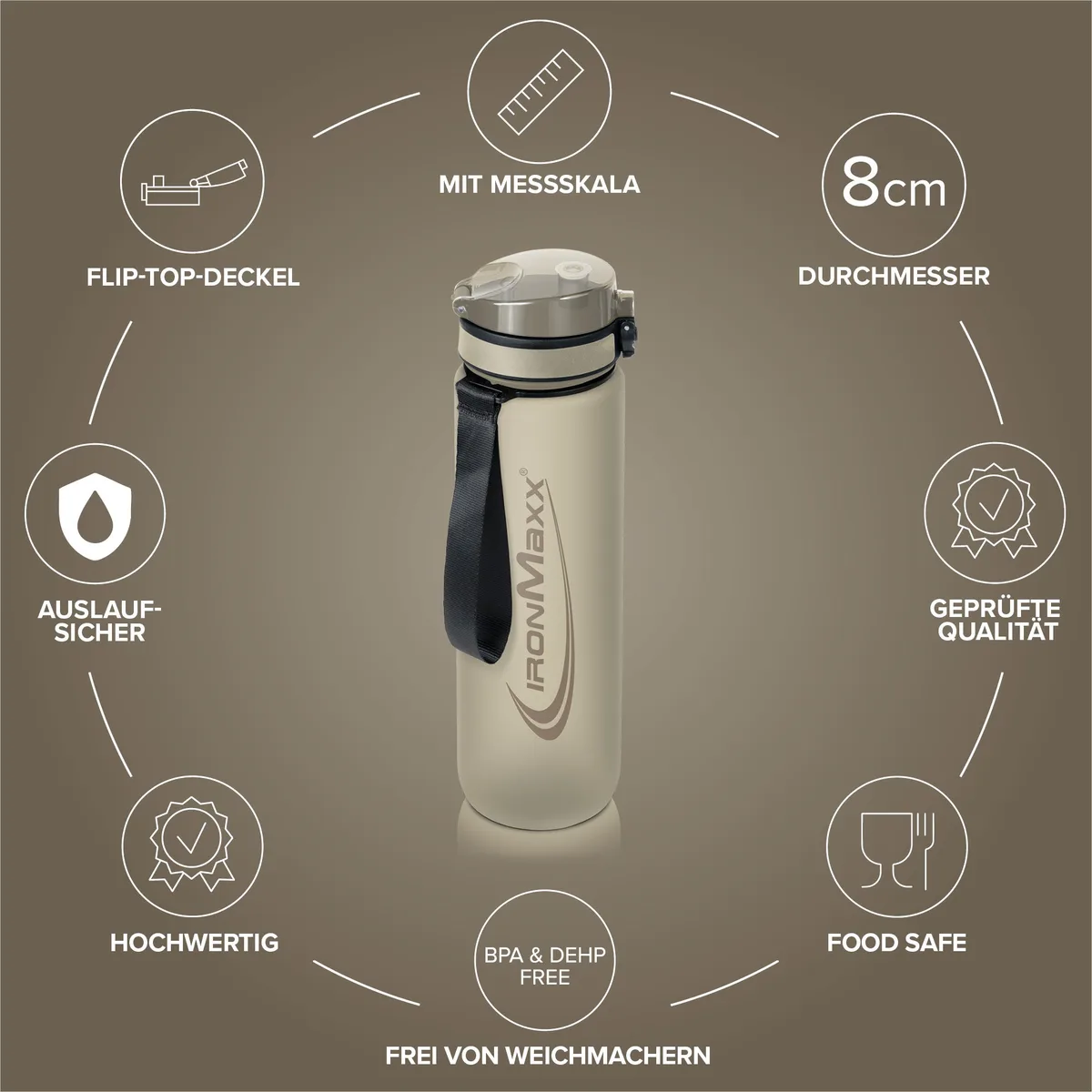 Sport Water Bottle (1000ml) - Sandstone Beige – Bild 5