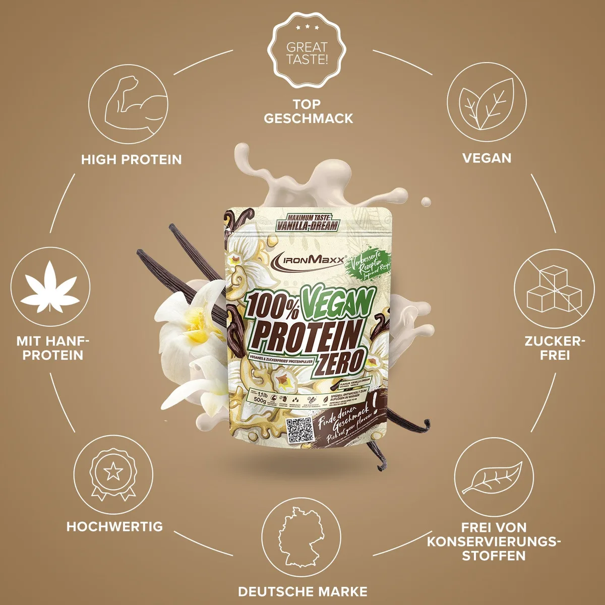 100% Vegan Protein Zero (500g) - Vanilla Dream – Bild 5