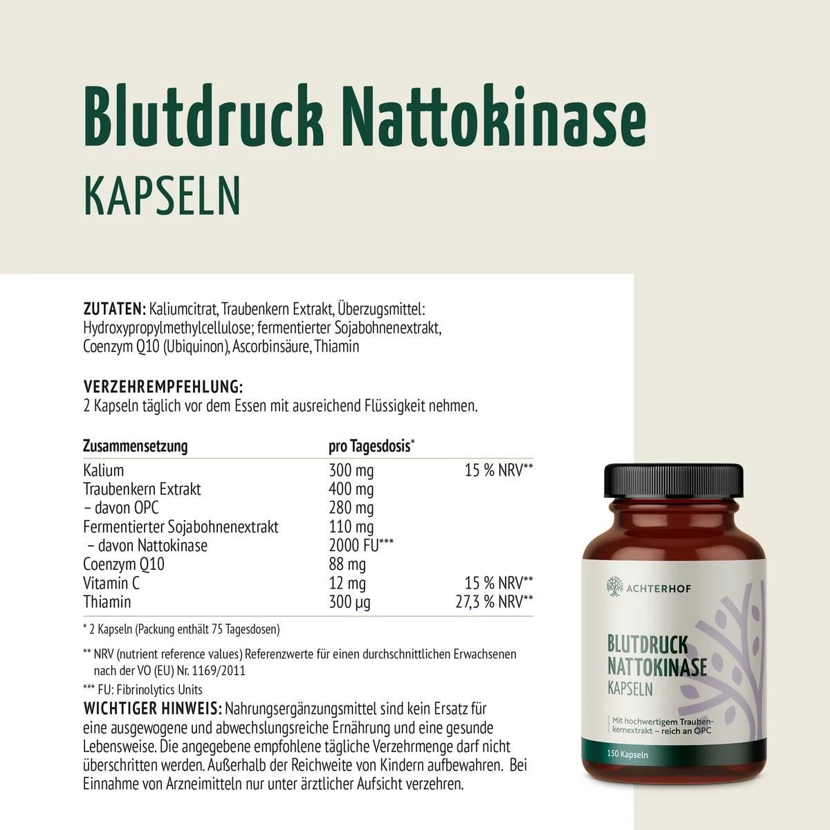 Blutdruck Nattokinase Kapseln (150 Kapseln) – Bild 6