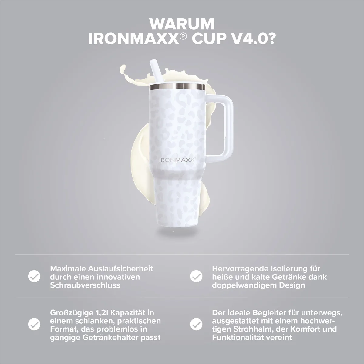 IronMaxx Cup V4.0 (1200ml) - Leo-Style White – Bild 3