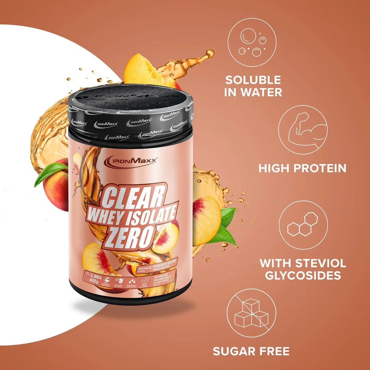 Clear Whey Isolate ZERO (400g) - Peach IceTea – Bild 2