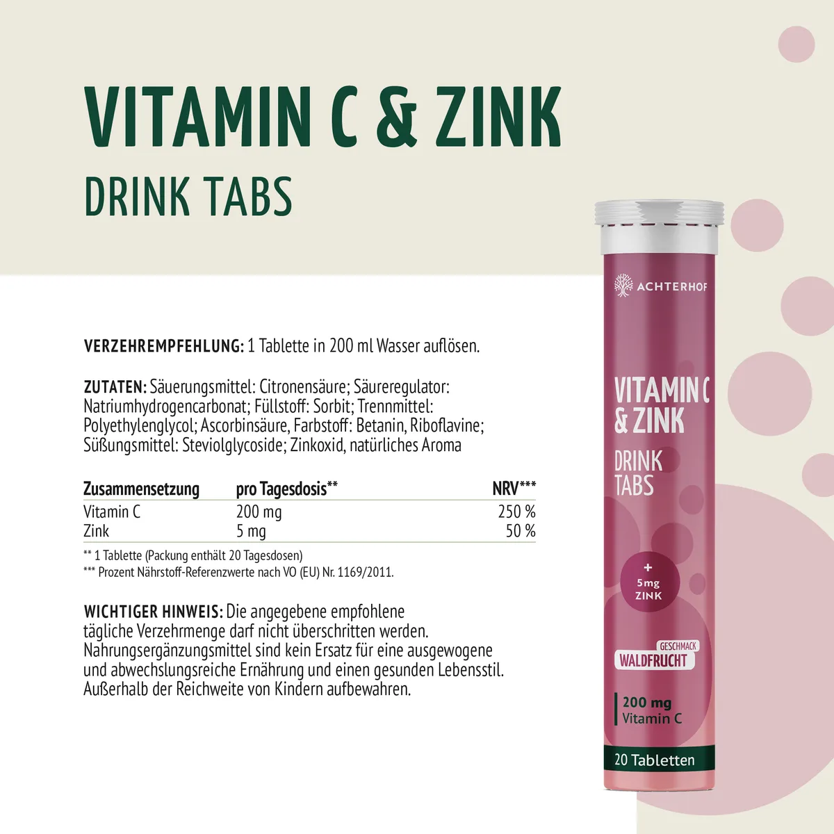 Vitamin C & Zink Drink Tabs (20 Tabletten) – Bild 4