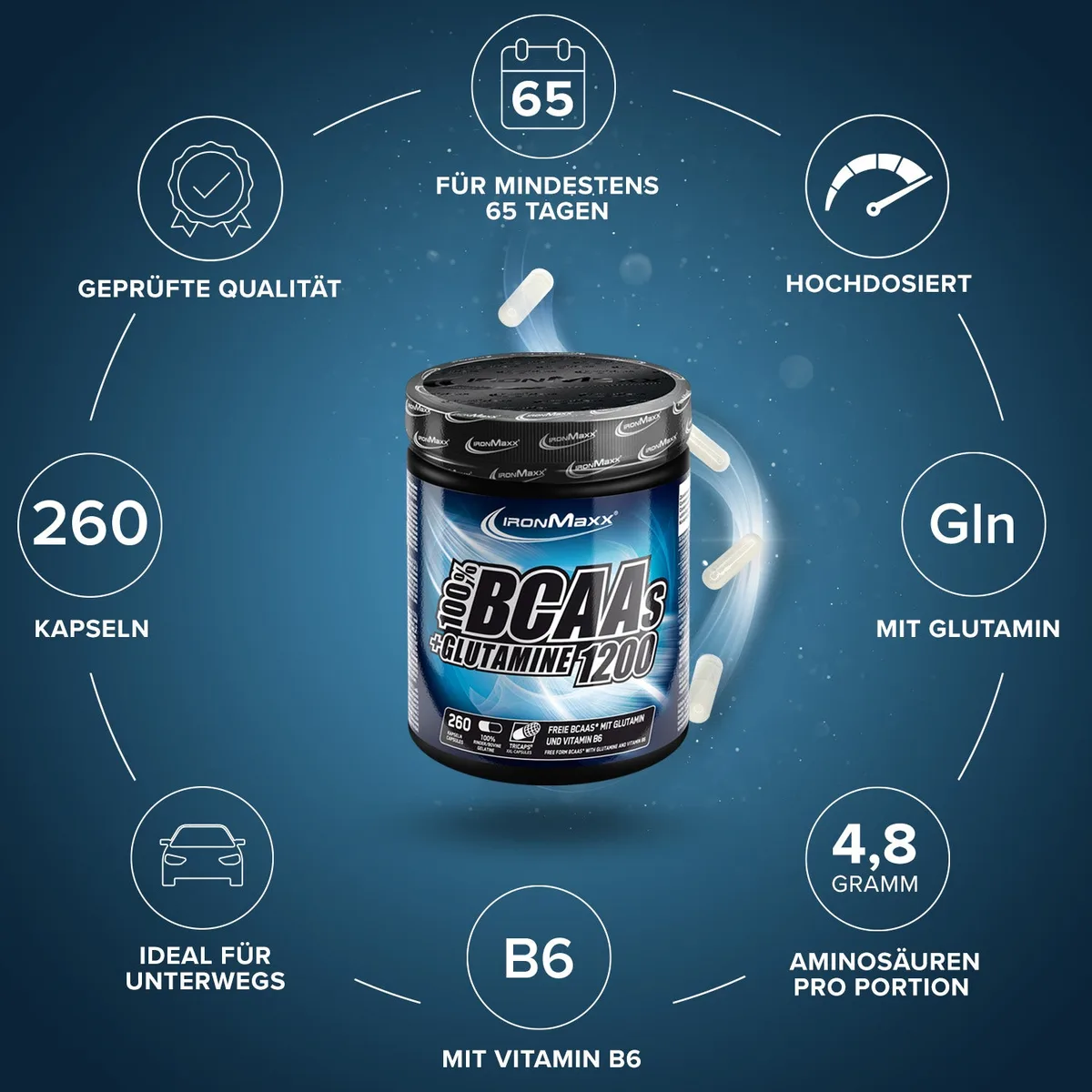 BCAAs + Glutamin 1200 - 260 Tricaps® – Bild 4