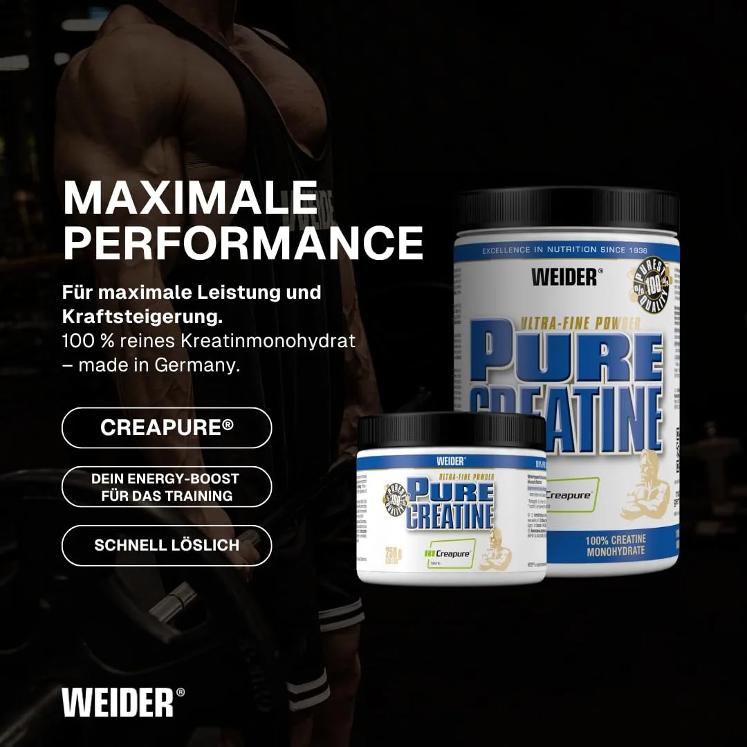 Weider Pure Creatine - Kreatin-Monohydrat - Nahrungsergänzungsmittel - Kraft- & Powertraining - 250g – Bild 2