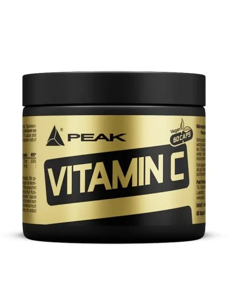PEAK Vitamin C - 60 Kapseln I Hochdosierter Antioxidantien-Komplex ergänzt mit Traubenkernextrakt (OPC) für Immunsystem, Energiestoffwechsel I vegan