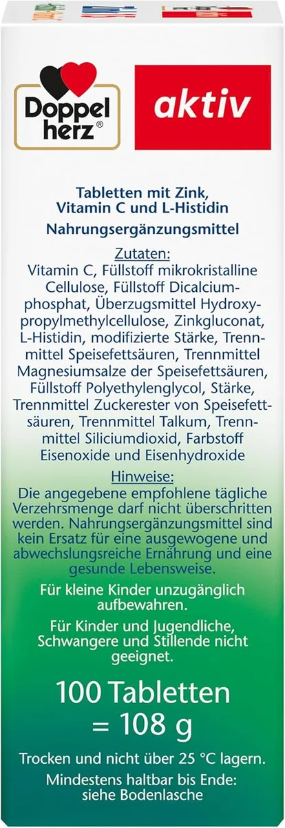 Zink 15 + Histidin + Vitamin C Depot (100 Tabletten) – Bild 3