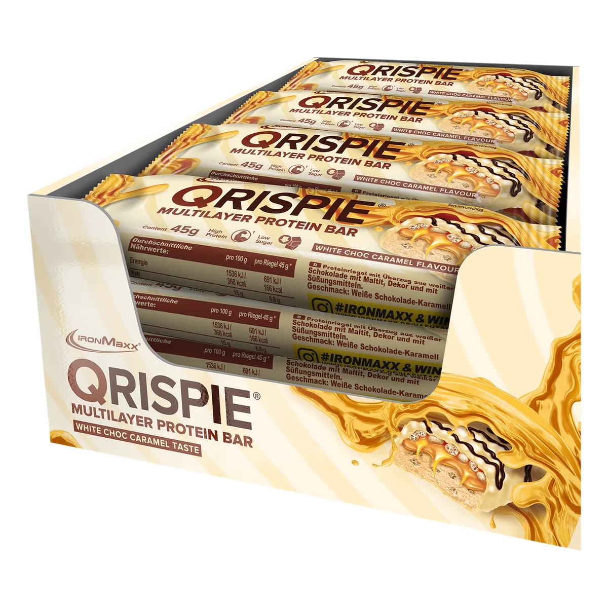 Qrispie Protein Riegel (16x45g) - White Choc Caramel