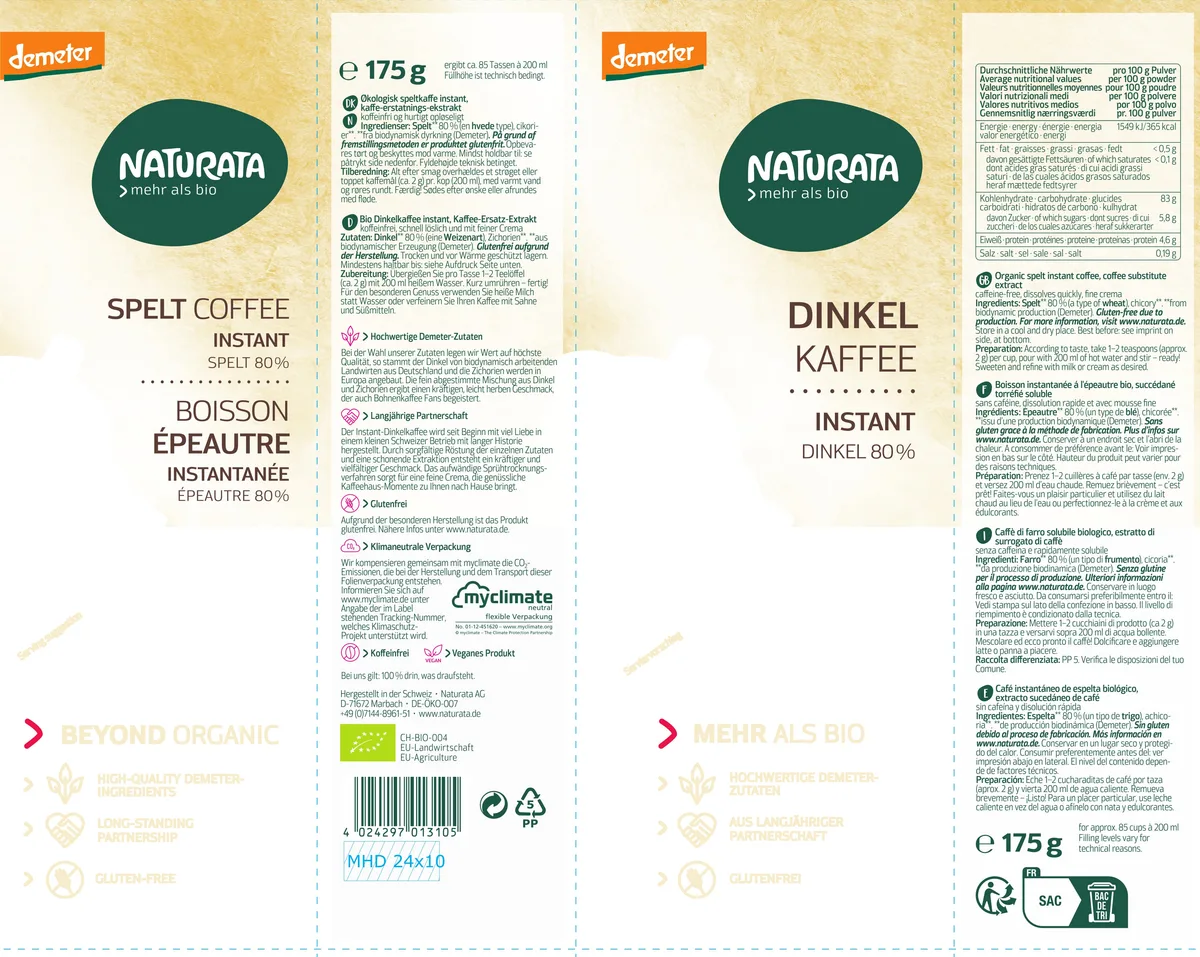 Dinkelkaffee Bio Instant (175g) – Bild 2