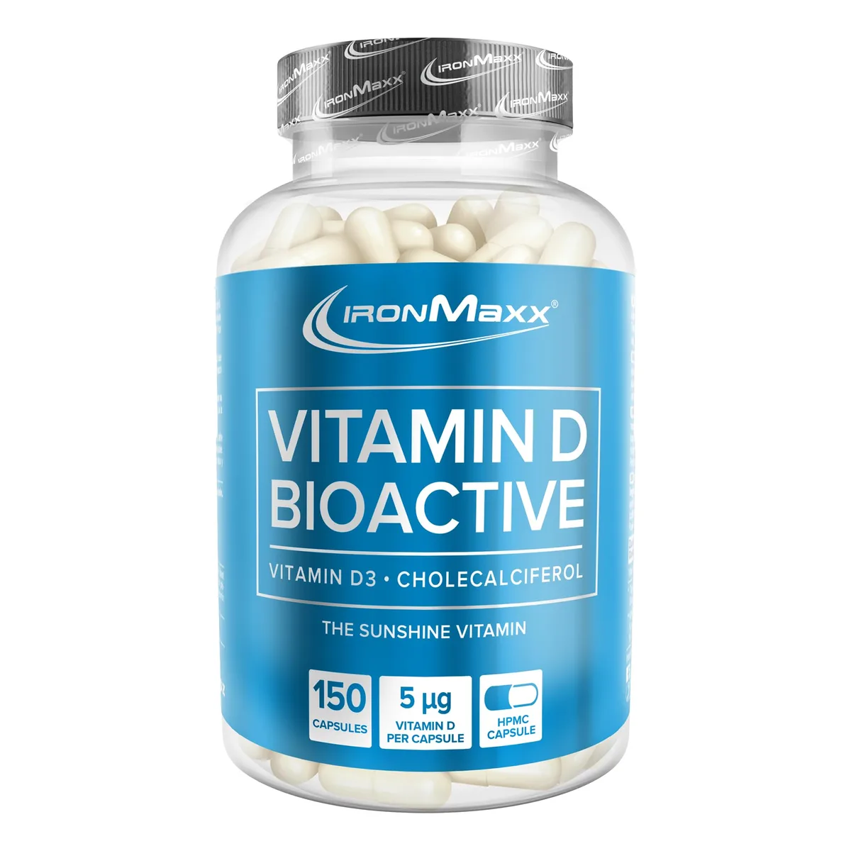 IronMaxx Vitamin D Bioactive - 150 Kapseln | Bioaktives Vitamin D für gesunde Knochen und Immunsystem | 5 µg Vitamin D pro Kapsel