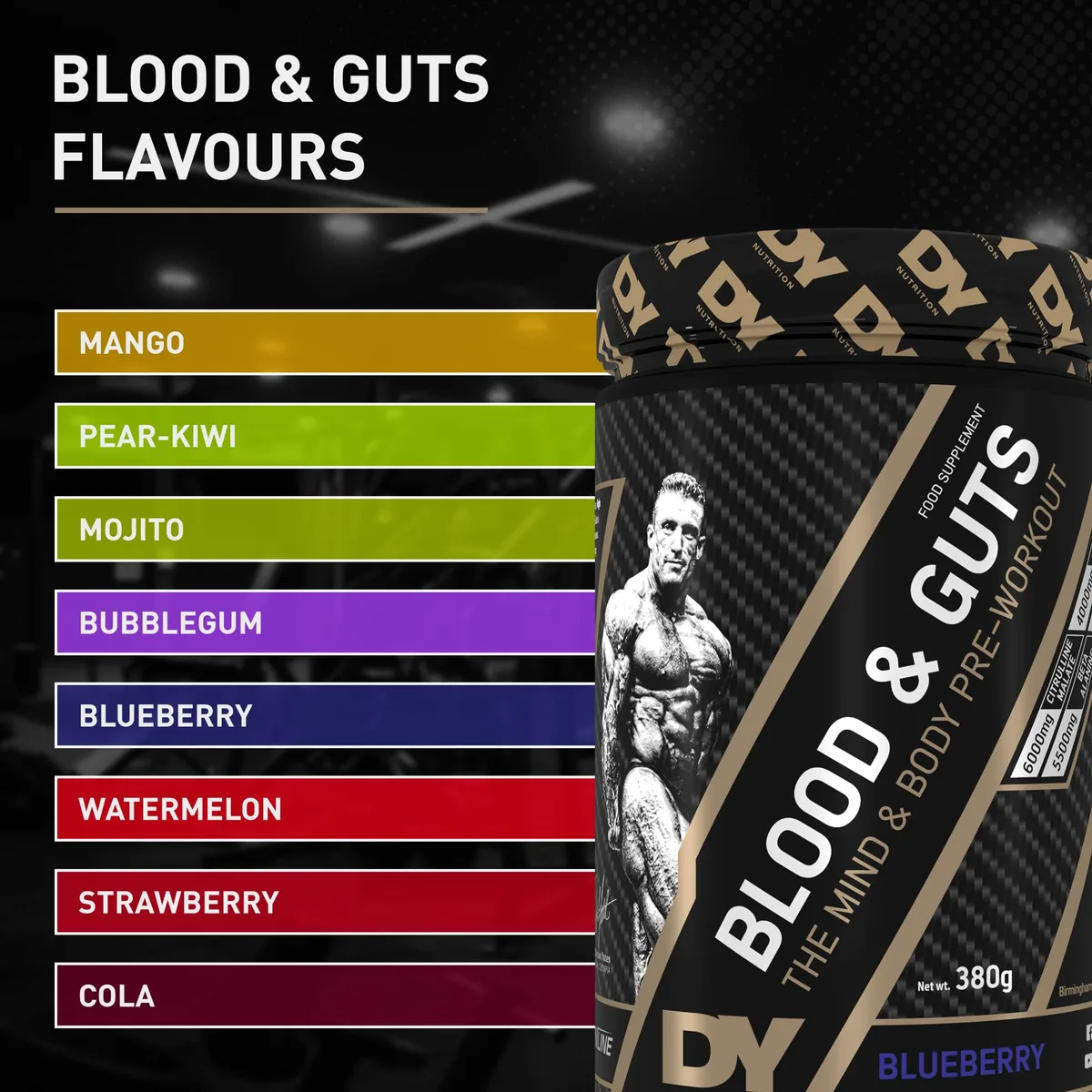 Dorian Yates Nutrition - Blood & Guts | Pre Workout Booster mit Arginin + Citrullin (380g, Watermelone - Wassermelone) – Bild 6
