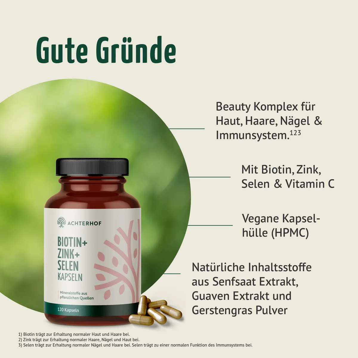 Biotin+Zink+Selen Kapseln (120 Kapseln) – Bild 2
