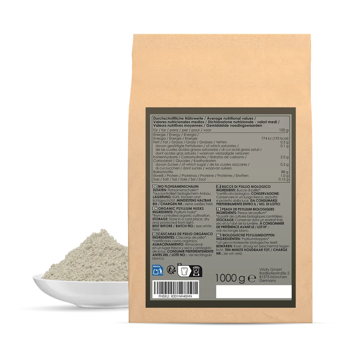 Flohsamenschalen Bio (1000g) – Bild 2