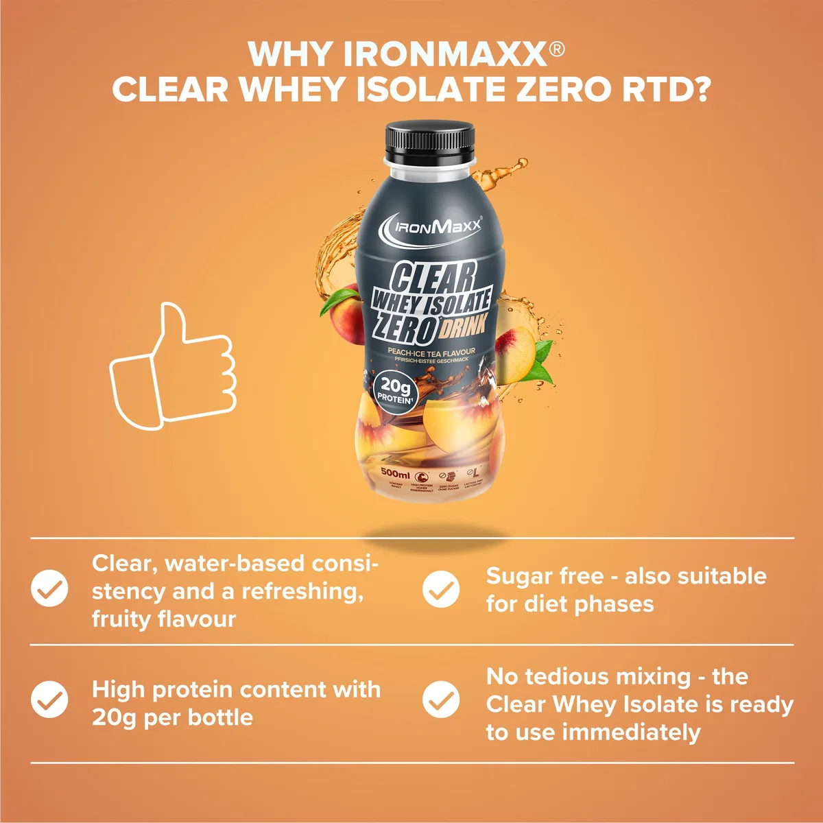Clear Whey Isolate RTD (500ml) - Pfirsich Eistee – Bild 8