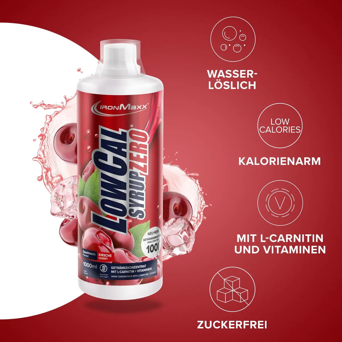 LowCal Syrup Zero (1000ml) - Kirsche – Bild 3