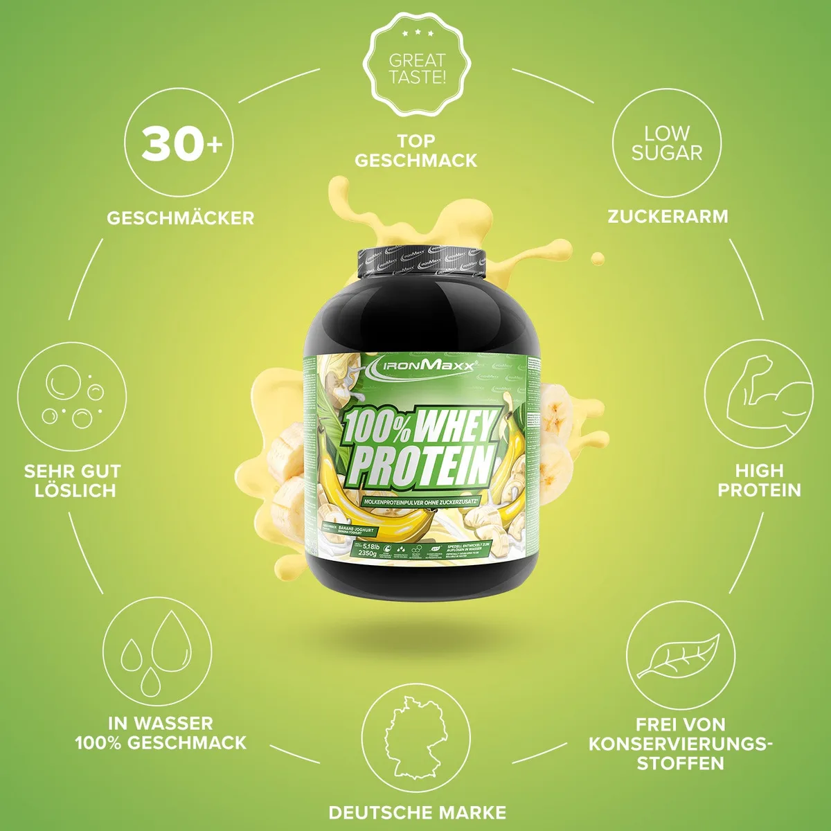 100% Whey Protein (2350g) - Banane Yoghurt – Bild 5
