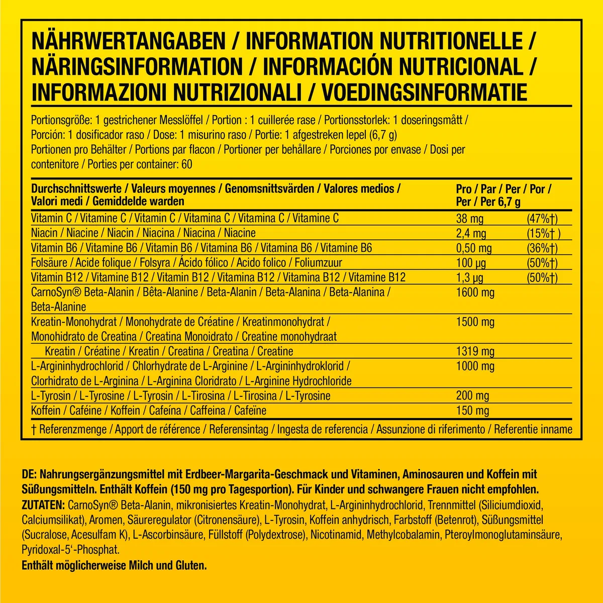 C4 Original - Pre-Workout-Booster - Getränkepulver für Energy Drink | 150 mg Koffein + Beta-Alanin + Kreatin-Monohydrat (Erdbeer-Margarita, 60 Portionen) – Bild 6