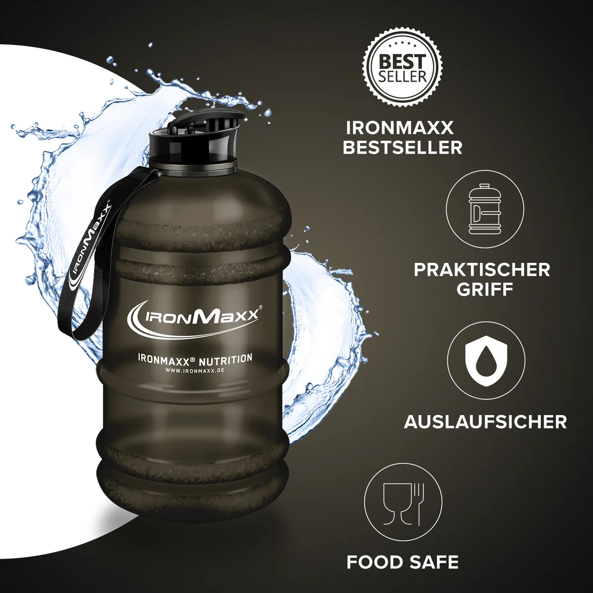 Water Gallon (2200ml) - Matt Schwarz – Bild 2