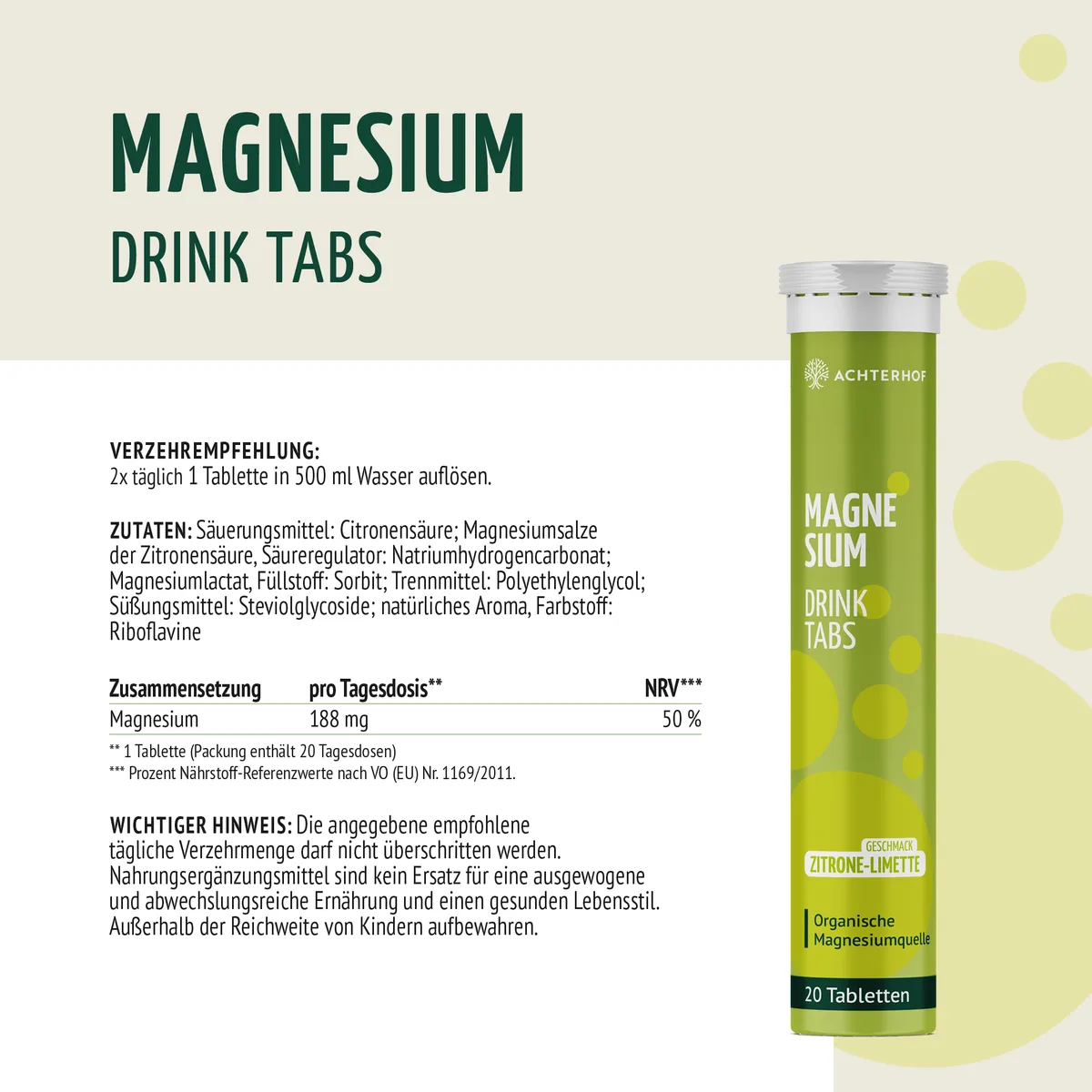 Magnesium Drink Tabs (20 Tabletten) – Bild 4
