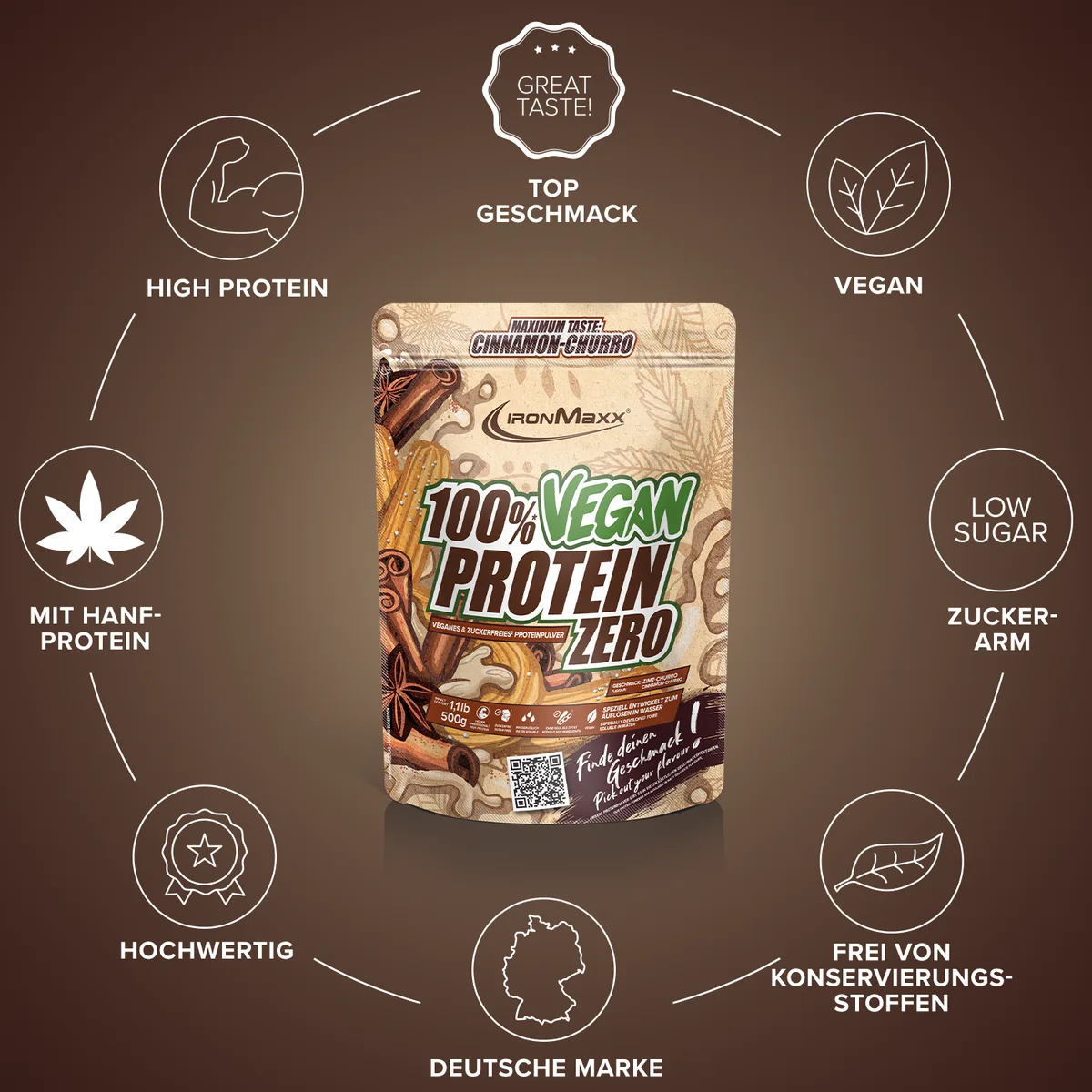 100% Vegan Protein Zero (500g) - Cinnamon Churro – Bild 5