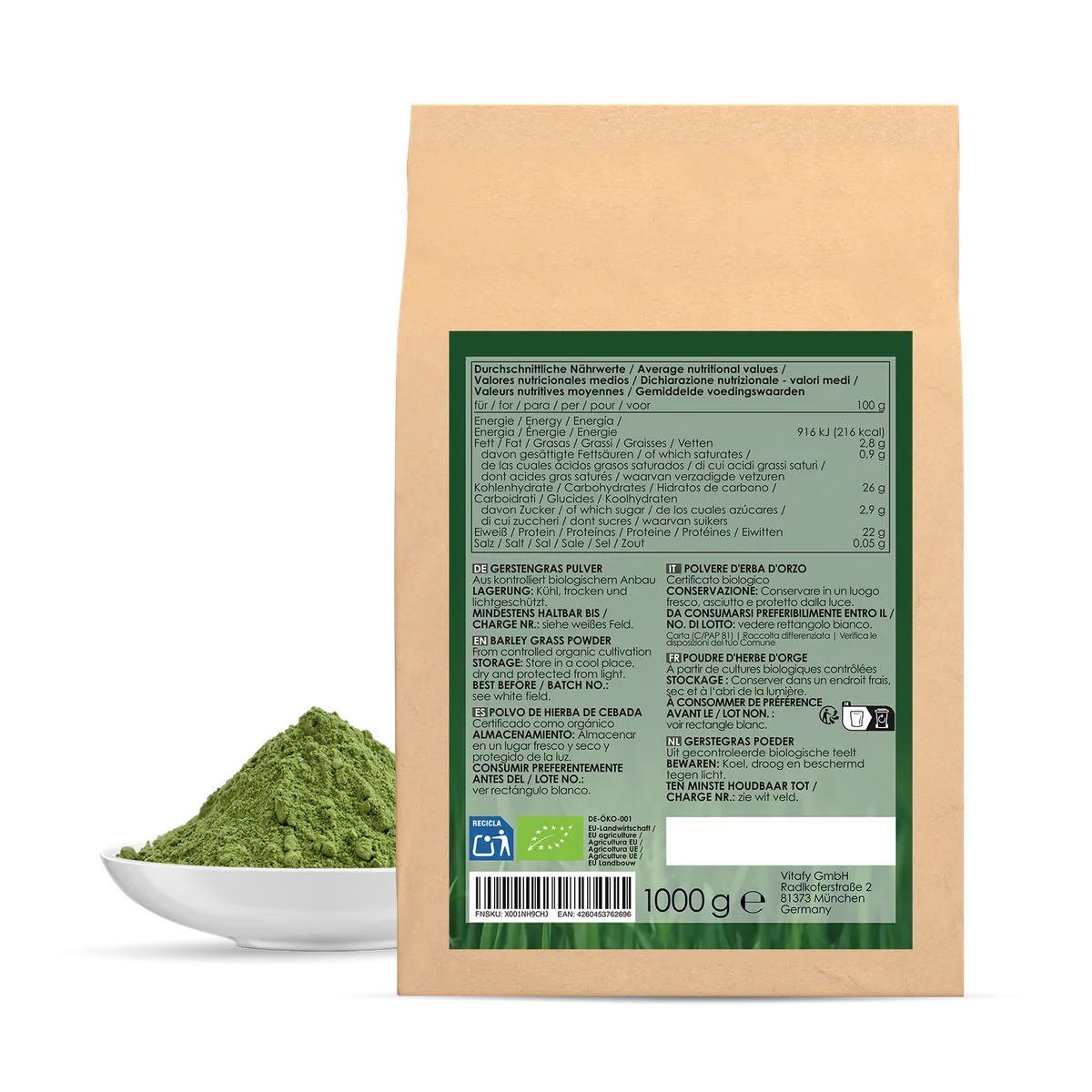 Gerstengraspulver bio (1000g) – Bild 2