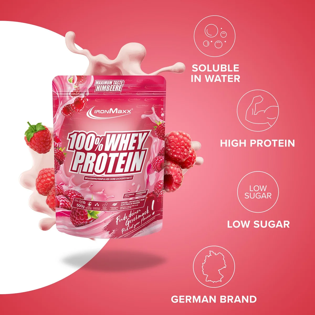 100% Whey Protein (500g) - Himbeere – Bild 7