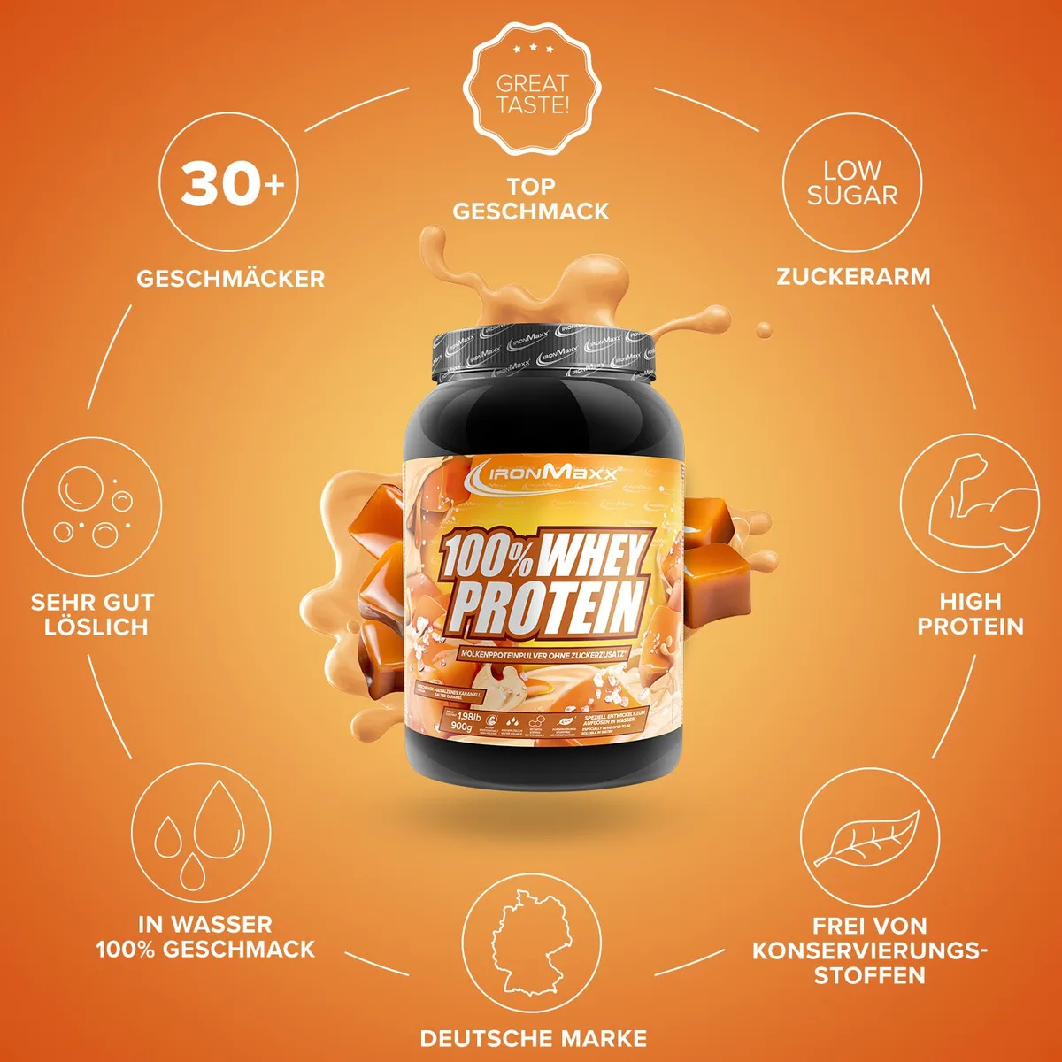 100% Whey Protein (900g) - Salted Caramel – Bild 5