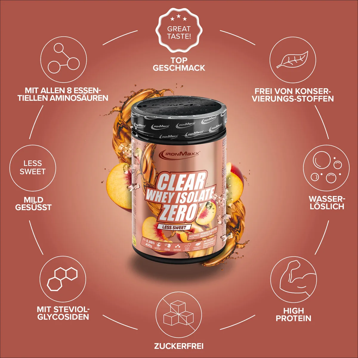 Clear Whey Isolate Less Sweet Pfirsich Eistee – Bild 5