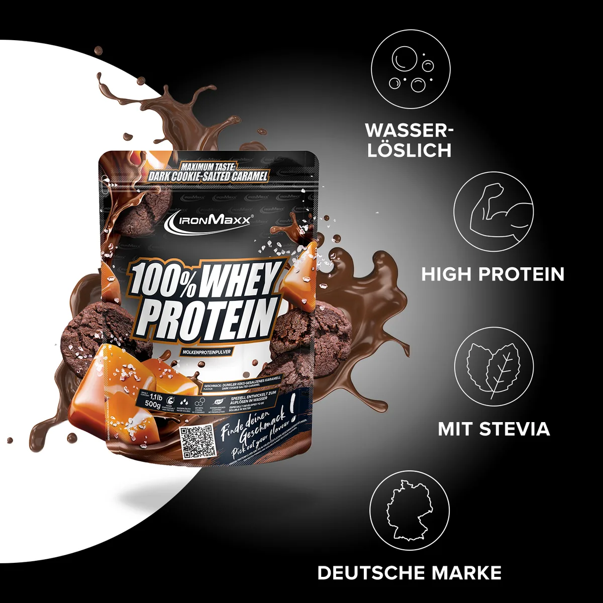 100% Whey Protein (500g) - Dark Cookie Salted Caramel – Bild 2