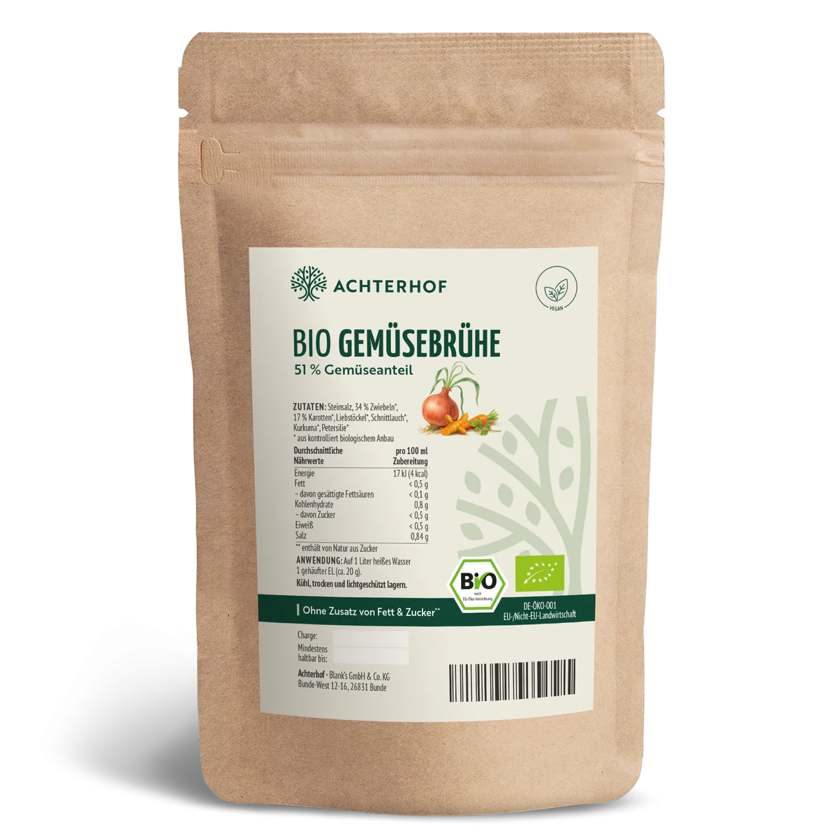 Bio Gemüsebrühe mit 51% Gemüseanteil (500g)