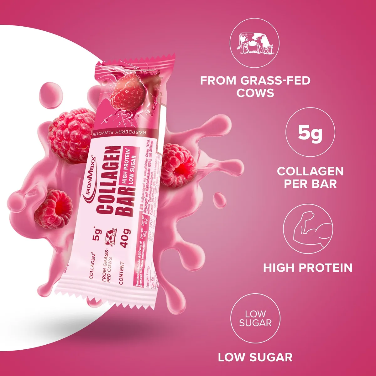 Collagen Bar (40g) - Raspberry – Bild 2