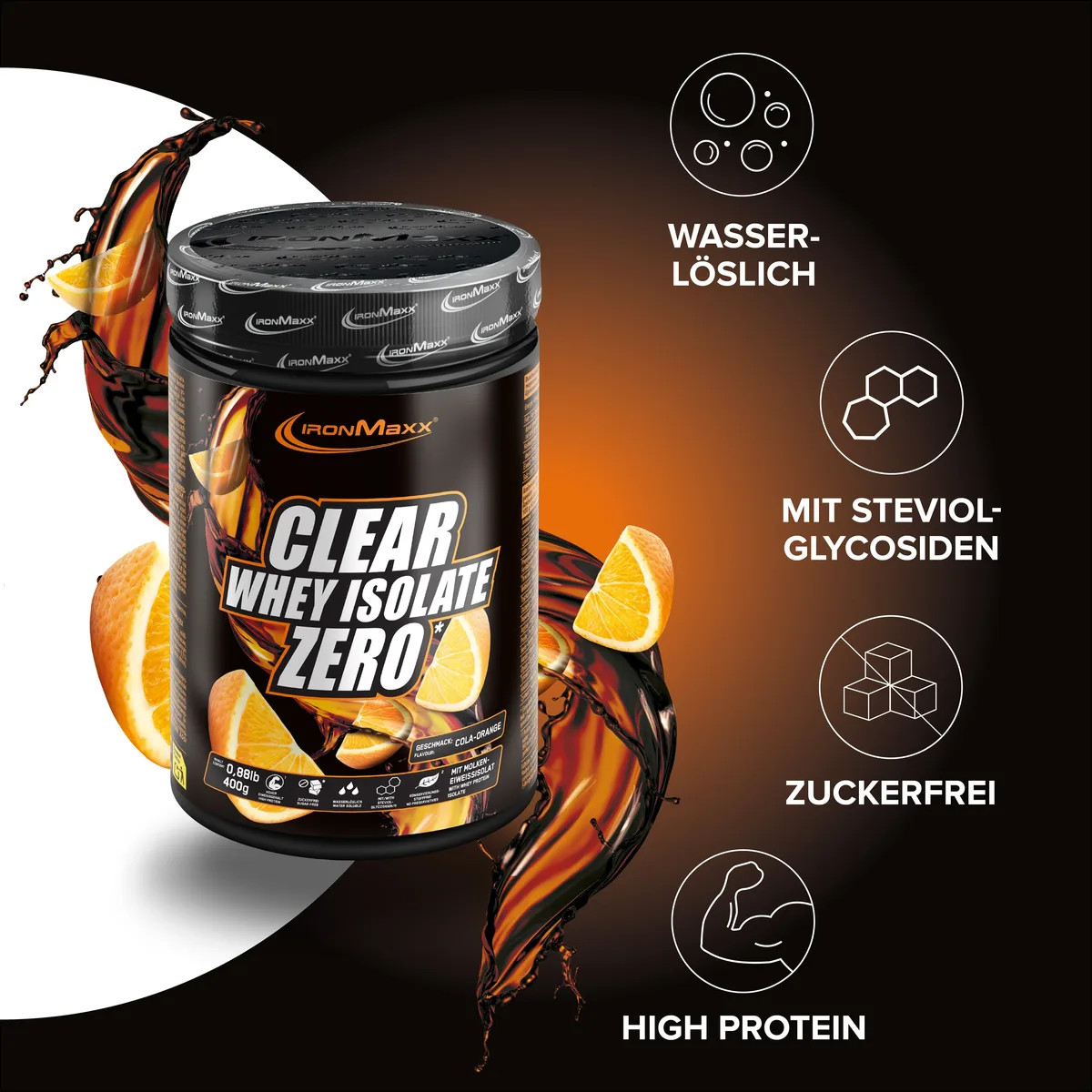 Clear Whey Isolate ZERO (400g) - Cola Orange – Bild 2