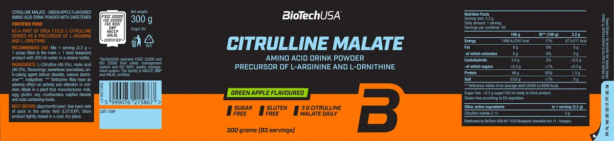 Citrulline Malate (300g) Grüner Apfel – Bild 2