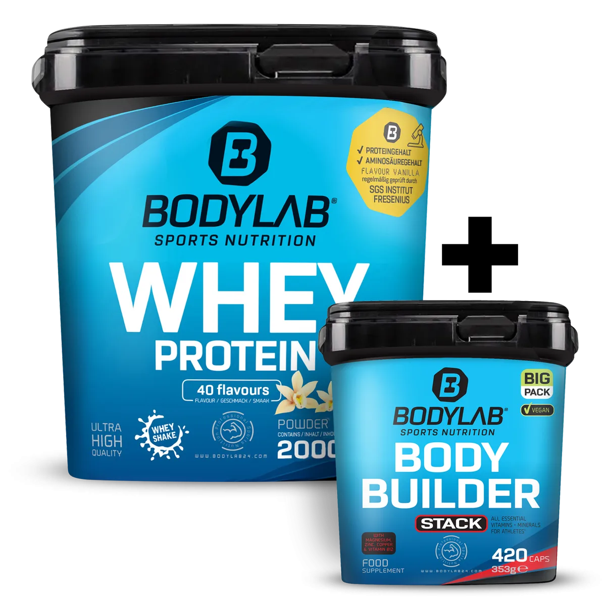Whey + BIG PACK Bodybuilder Stack (420 Kapseln)
