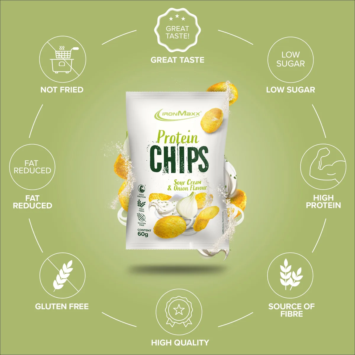Protein Chips 3.0 (60g) - Sour Cream & Onion – Bild 5