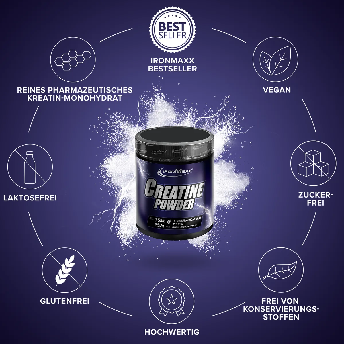 Creatine Powder Monohydrat (250g) – Bild 6
