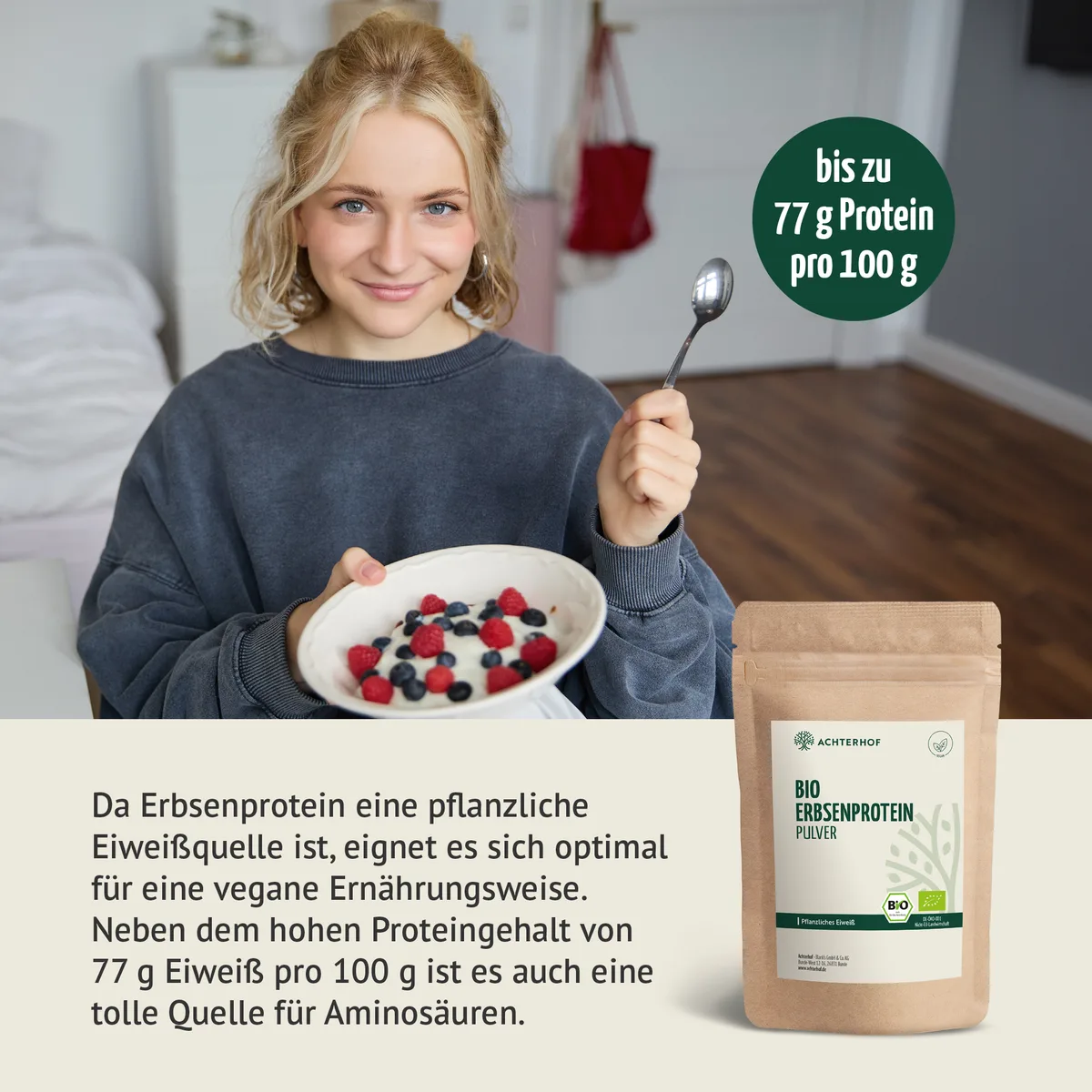 Bio Erbsenprotein Pulver (1000g) – Bild 7