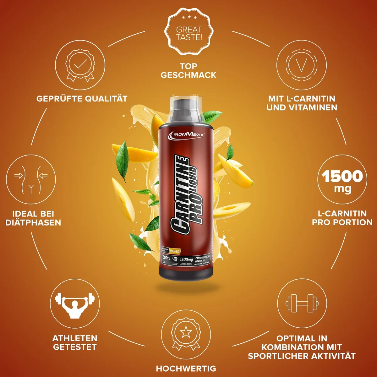 Carnitine Pro Liquid (500ml) - Mango – Bild 6