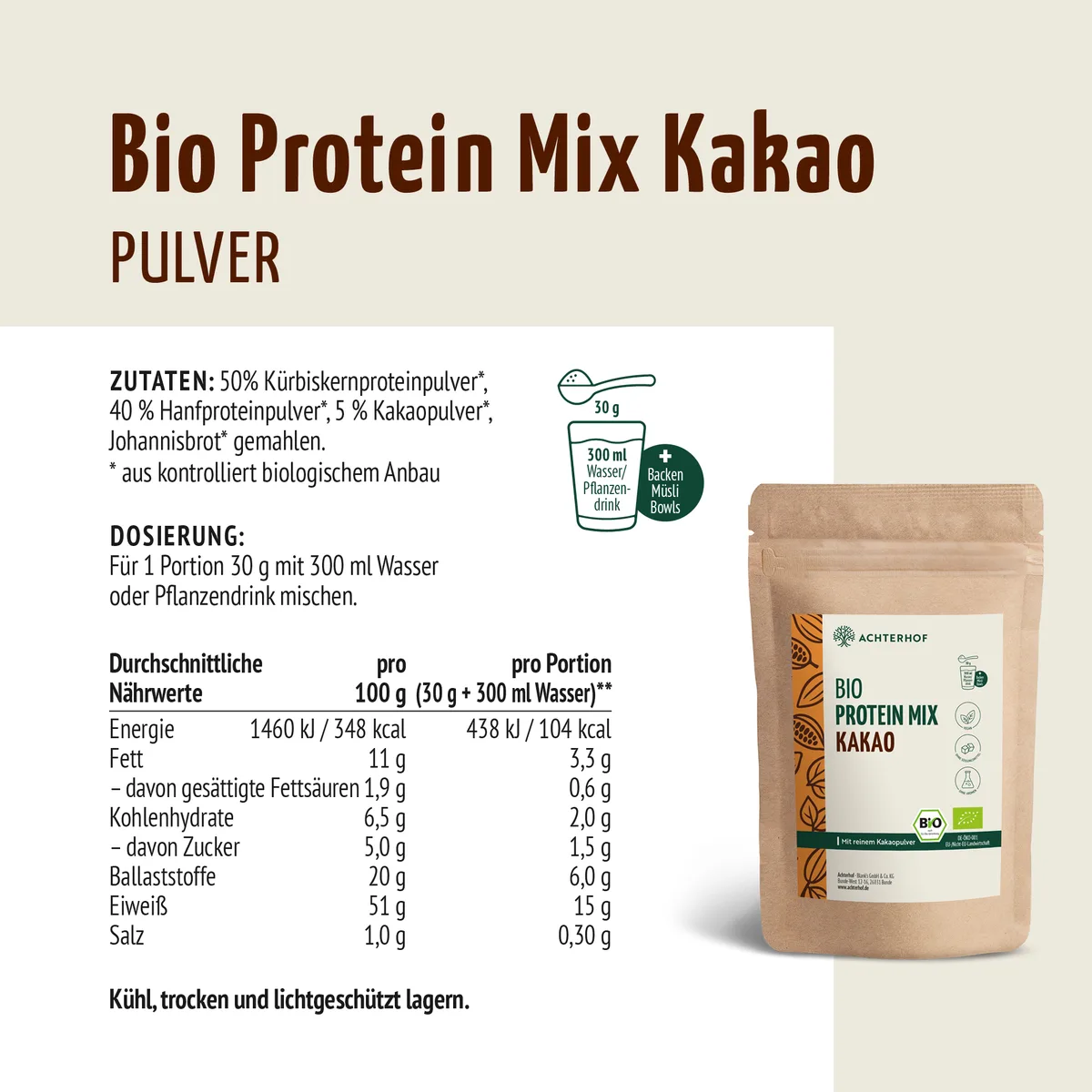 Bio Protein Mix Kakao (500g) – Bild 7