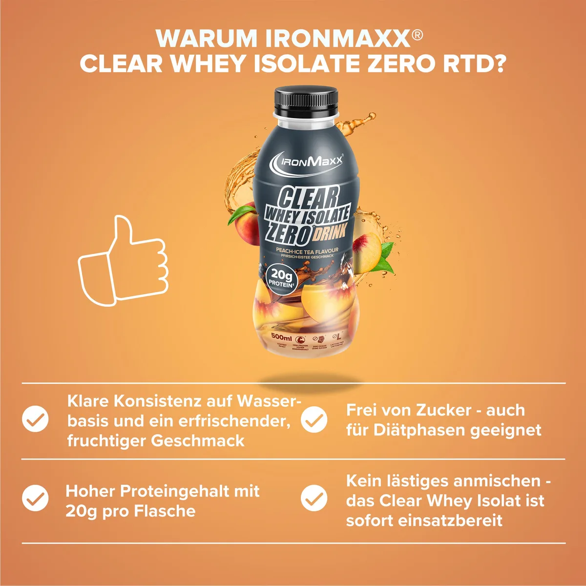 Clear Whey Isolate RTD (500ml) - Pfirsich Eistee – Bild 3