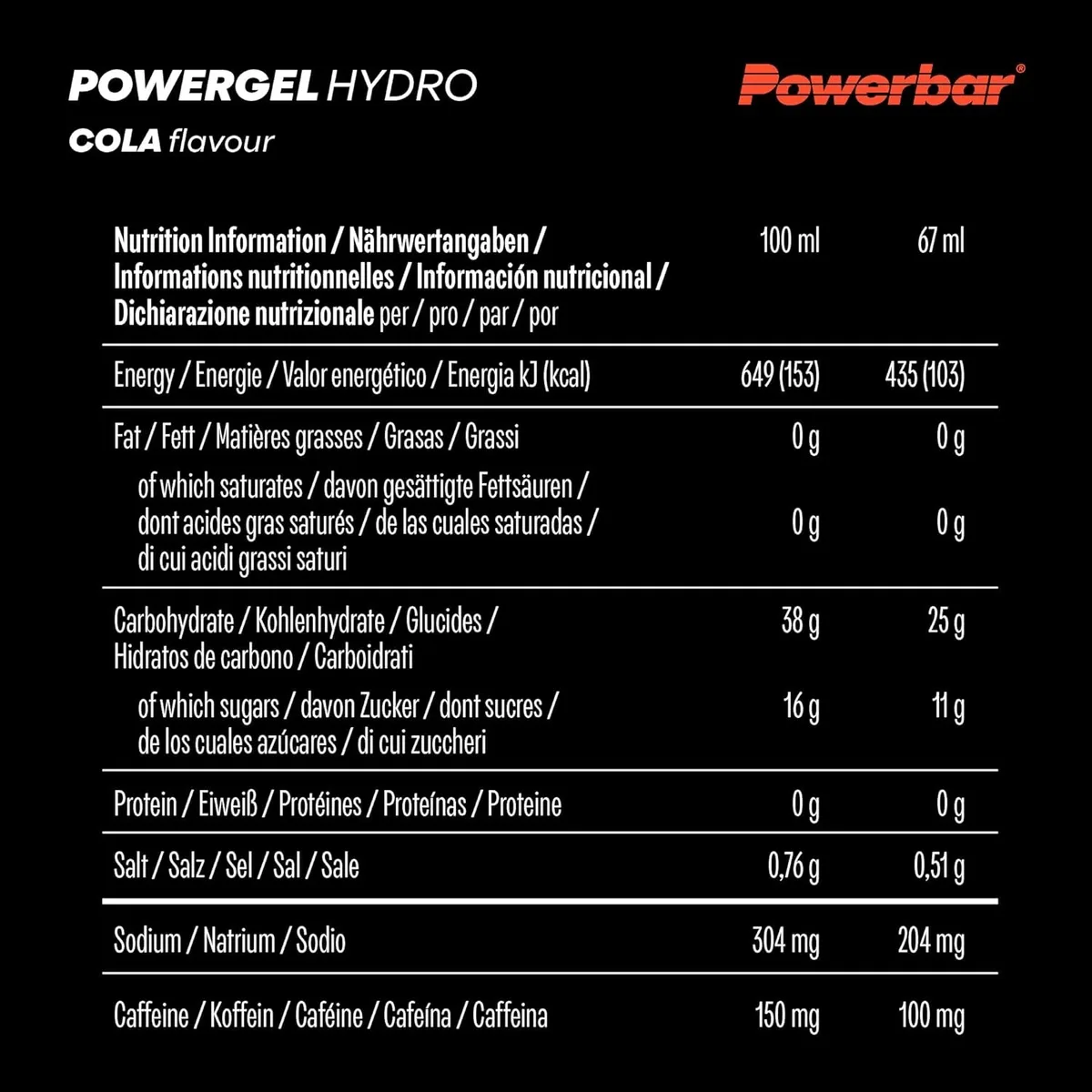 PowerGel Hydro (24x67g) Cola mit Koffein – Bild 3