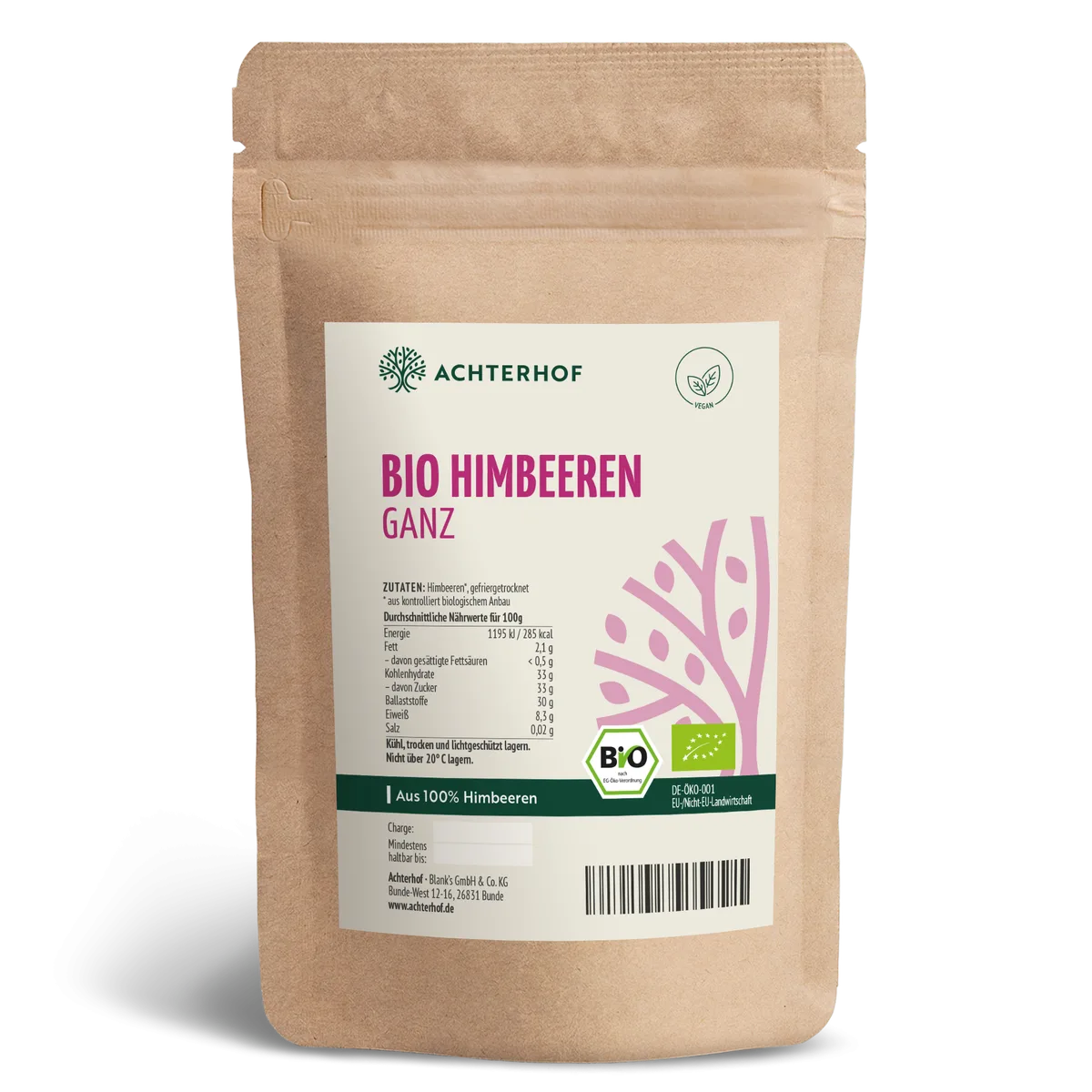 Bio Himbeeren gefriergetrocknet (100g)