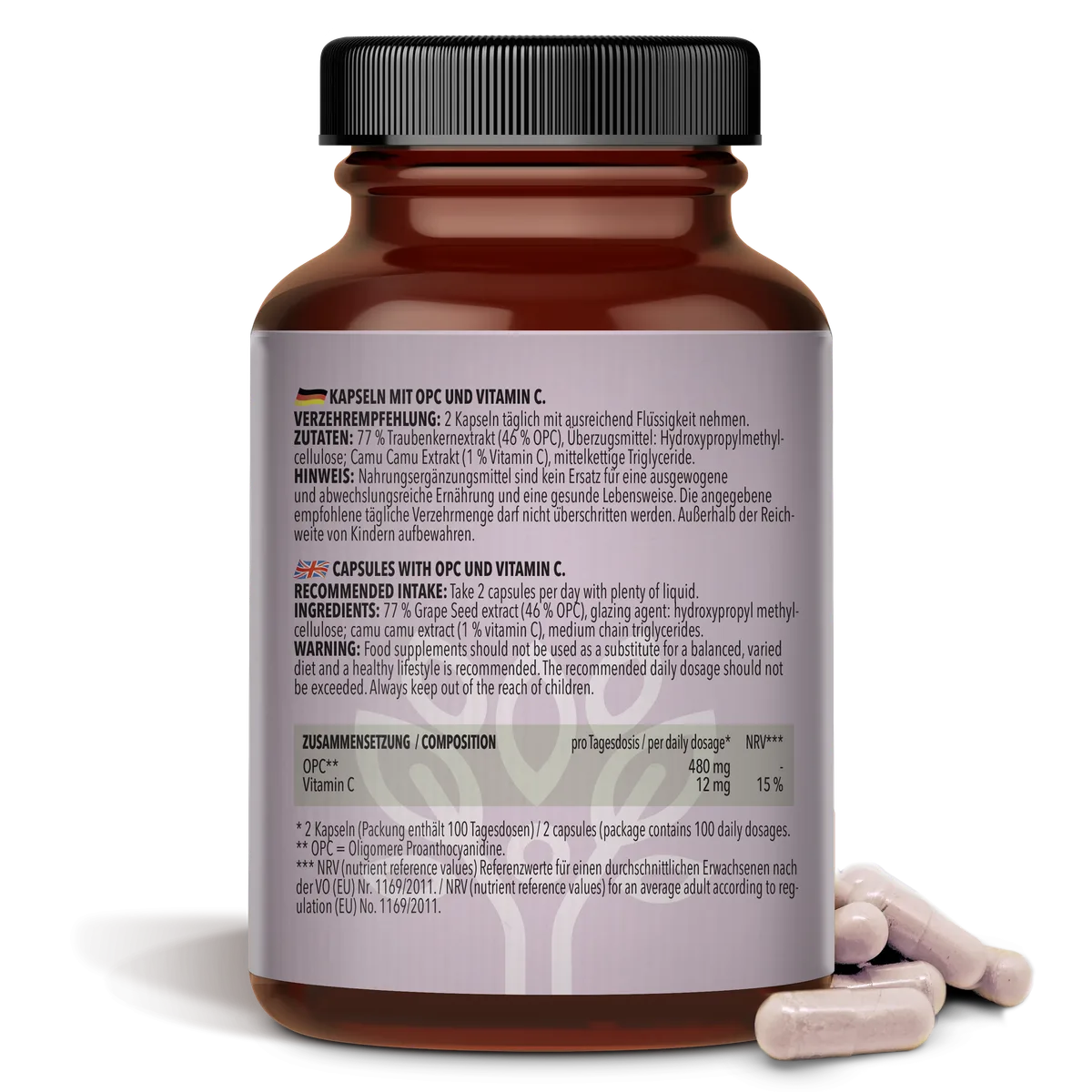 OPC Traubenkernextrakt + Vitamin C (200 Kapseln) – Bild 2