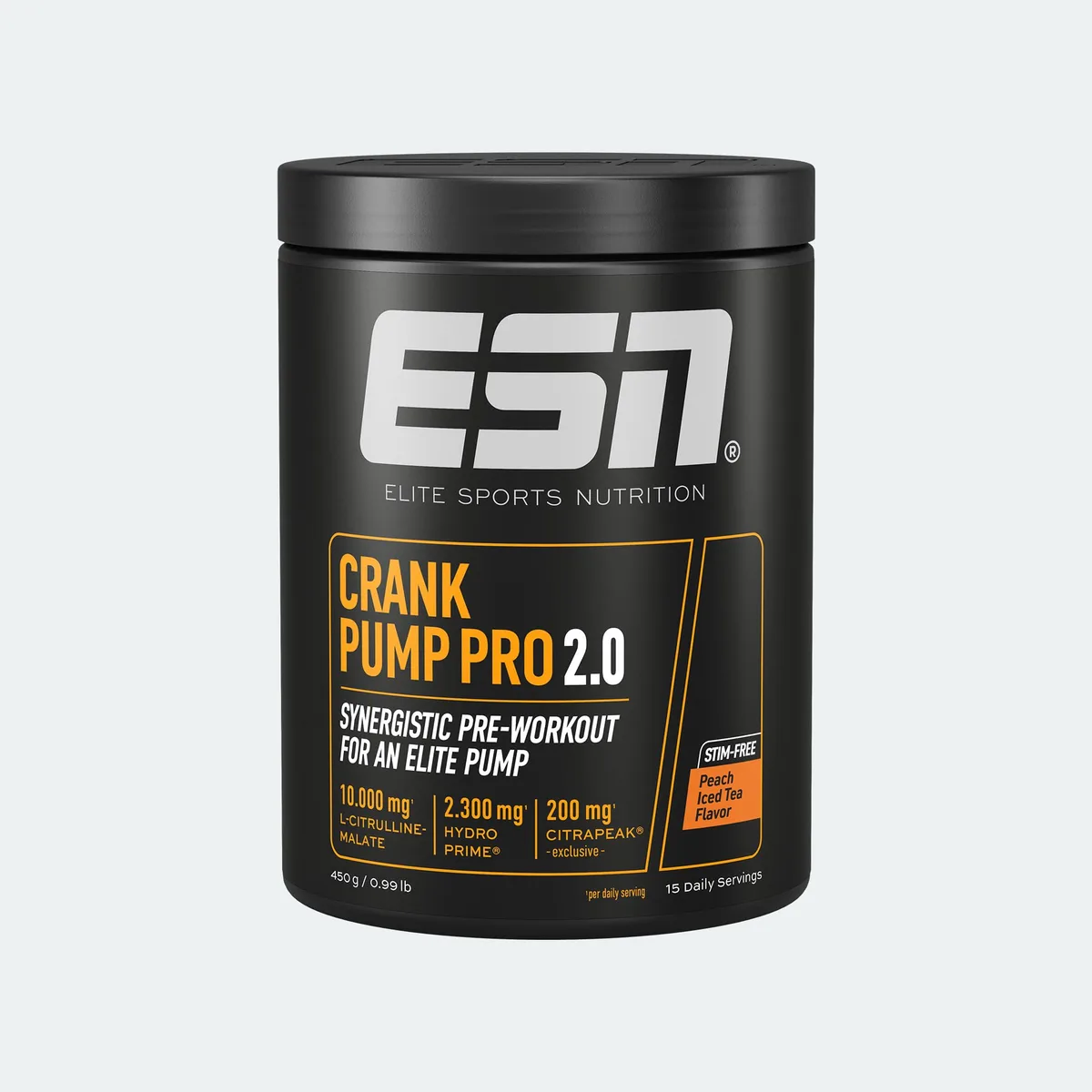 ESN Crank Pump Pro 2.0, Peach Iced Tea, 450 g, Pre Workout Booster - made in Germany