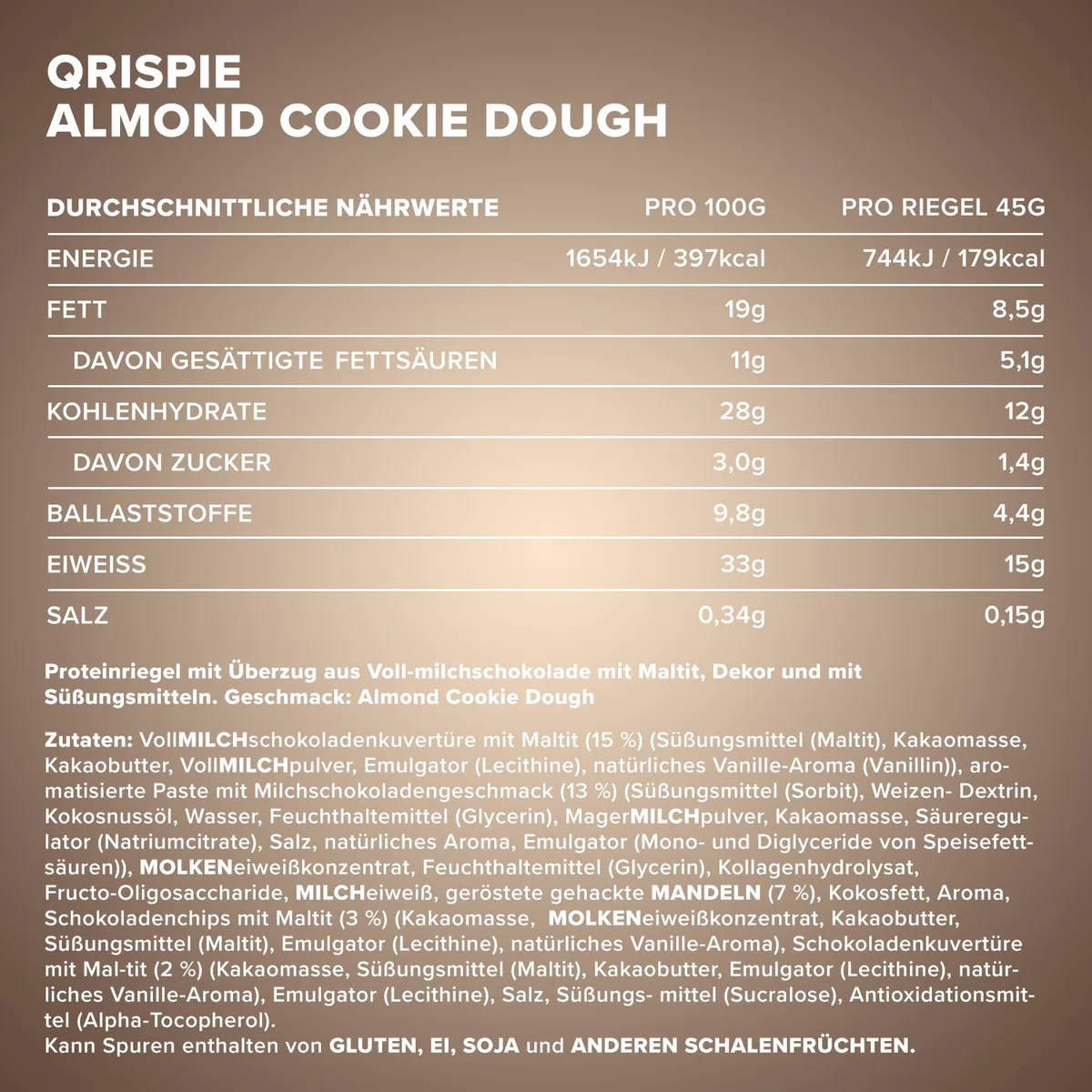 Qrispie Protein Riegel (45g) - Almond Cookie Dough – Bild 4