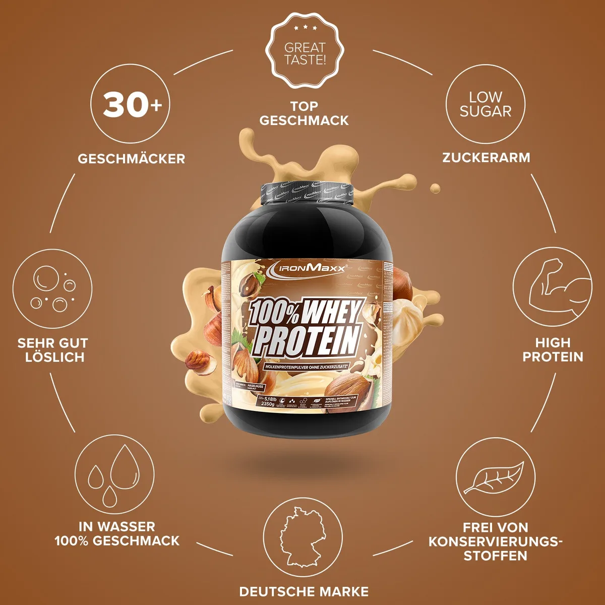 100% Whey Protein (2350g) - Haselnuss – Bild 5