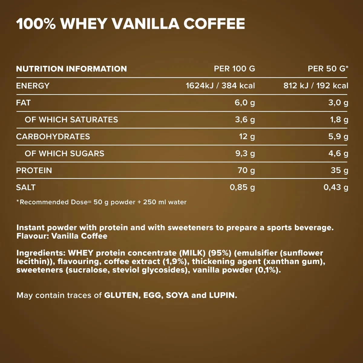 100% Whey Protein (500g) - Vanilla Coffee – Bild 4