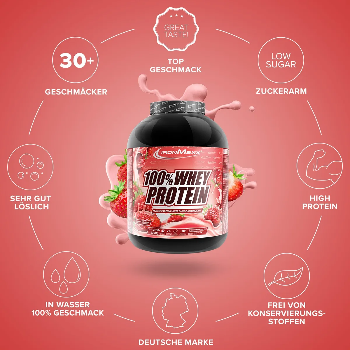 100% Whey Protein (2350g) - Erdbeere – Bild 5